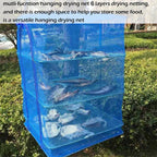 Drying Rack 6 Layers Folding Fish Mesh, Foldable Nylon Netting, Hanging Drying Fish Net, for Shrimp Fish Fruit Vegetables Herb, with Zipper Opening-Blue (37.4X19.6X19.6 in)…