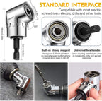 Flexible Drill Bit Extension and Universal Socket Wrench Tool Set, Hex Shank 105° Right Angle Drill Attachmen, 3pcs 1/4 3/8 1/2" Universal Socket Adapter Set and Screwdriver Bit Kit