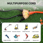 POWGRN 10 FT 12/3 Gauge Extension Cord with Multiple Outlets Outdoor, 3 Outlet Extension Cord Heavy Duty Orange with Lighted, Tri-Tap Power Cable, 12AWG 15Amp 1875Watts 125Volts SJTW, ETL Listed