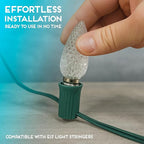 HLO Lighting Set of 25 Teal C9 Faceted LED Christmas Light Bulbs for Indoor & Outdoor Use | Durable Replacement Bulb