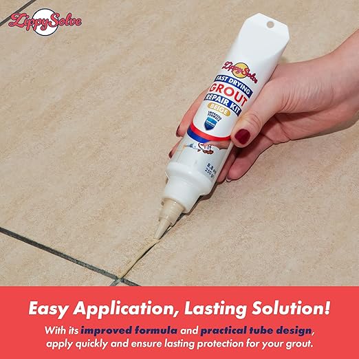 Tile Grout, Repair Kit, Restore & Renew Tile Joints Line, Fast Drying Tile Grout Paint Squeeze Tube for Bathroom Shower Kitchen Floor, Waterproof (8.8 oz, Beige)