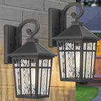 Darkaway Outdoor Wall Lights for House, Exterior Lighting Fixtures Wall Mount Outside Porch Lights Waterproof Black Outdoor Sconce Lights with Water Ripple Glass for Patio Garage Front Door