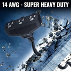 Outdoor Extension Cord 40 Ft with 3 Outlets, 14/3 SJTW 3 Prong Grounded Power Cord, 14 Gauge 14AWG Heavy Duty Power Cable, ETL Listed, 15 Amp 125 V 1875 W-Multiple Outlets for Indoor/Outdoor-Black