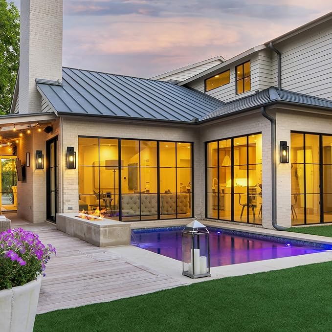 Large Size Outdoor Wall Light Fixtures, Exterior Lighting Fixtures Porch Sconces Wall Mounted, Waterproof Black Outdoor Wall Lanterns Lamps, Outside Lights for House Patio Front Door Entryway, 2-Pack