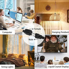 262FT（6.56FT*40） Black Extension Cord with Switch On/Off, 3 Prong Grounded Plug, Insulated & Flame Retardant,125V 375W Indoor Power Cord, UL Listed