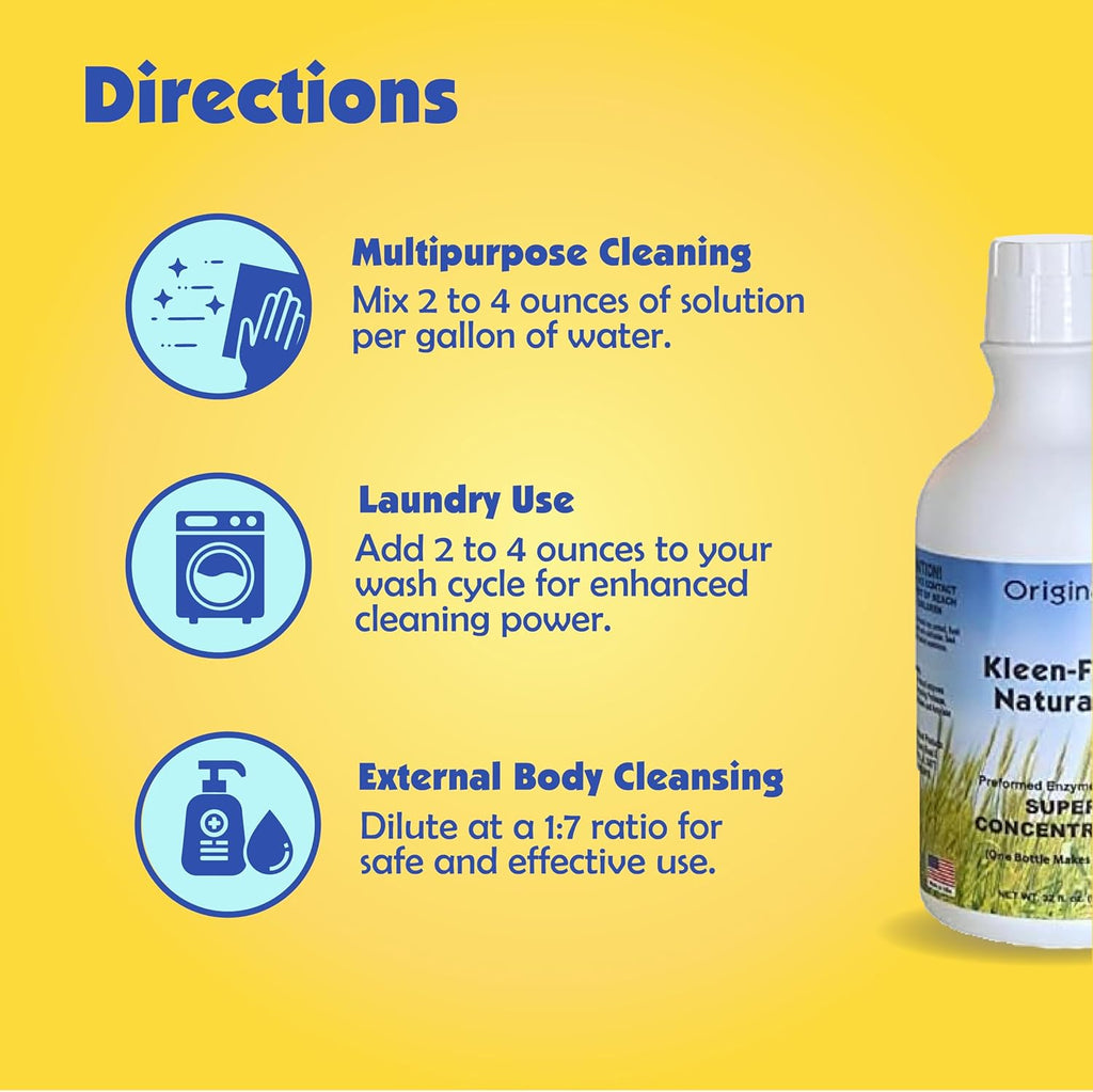 Naturally Enzyme Cleaner, Original Scent, 32oz - Concentrated, Multi-Purpose, Clean, Formula for Laundry, Grout, and Hard Surfaces