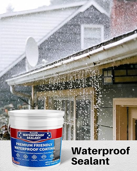 Polyurethane Waterproof Coating 1 Gallon for Indoor & Outdoor Use, Multi-Surface Crack & Leak Repair Coating, Durable Flexible Protective Roof Waterproof Sealant, Light Gray