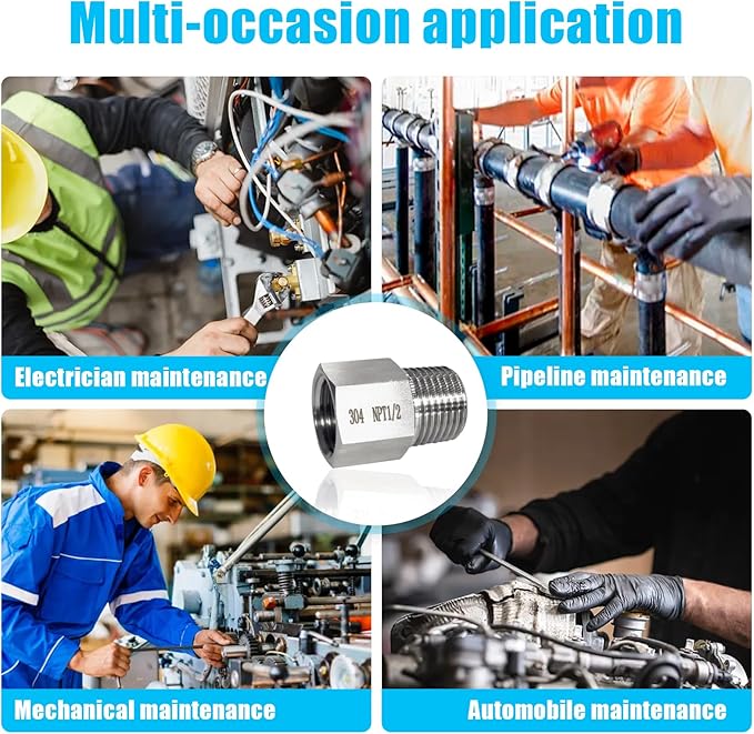 2 pieces NPT1/2 Female to NPT1/2 Male adapter,Reducer Adapter, Fabricate of 304 Stainless Steel.
