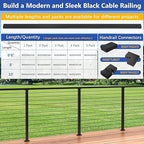 2 Pack 36" T304 T-drilled Cable Railing Corner Post(Post 35"x2"x2"), Three Sides Wire Railing Post with Cable Grommets, Fixed Top Mount Stainless Steel Black Finish Deck Staircase Post