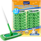 KEEPOW Reusable Wet Pads Refills Compatible with Swiffer Sweeper Mop, Dry Sweeping Cloths, Microfiber Wet Mopping Cloths for Hardwood Floor Cleaning, 12 Pack (Mop is Not Included)