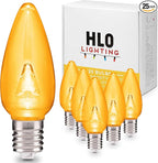 HLO Lighting Smooth C9 Christmas Lights | Yellow LED Bulbs for Indoor & Outdoor Christmas Decor | Set of 25