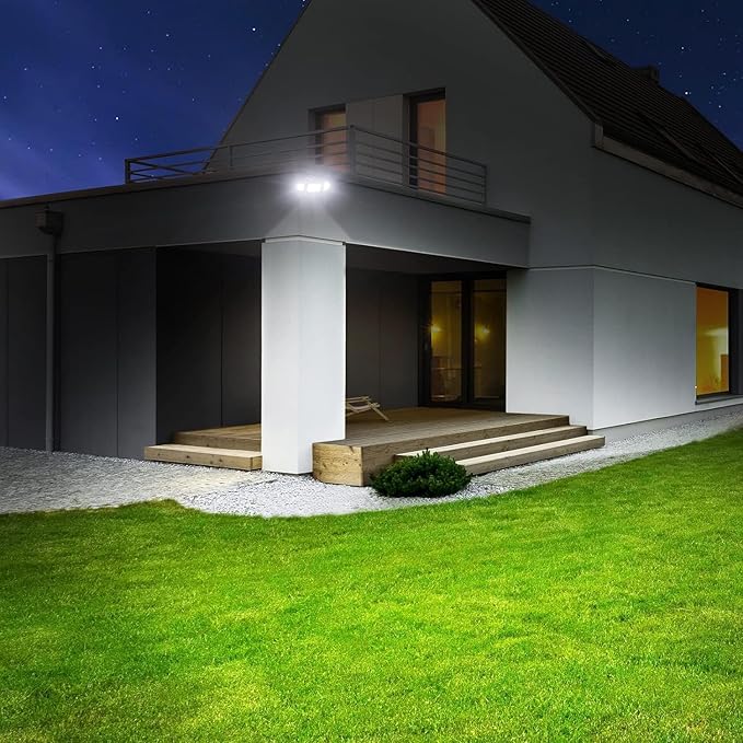 Olafus 60W Flood Lights Dusk to Dawn Outdoor Lighting, IP65 Waterproof LED Security Light with Photocell, 6000LM Dusk Dawn Outside Light, 6500K Black Exterior Floodlight for Yard Garden Porch