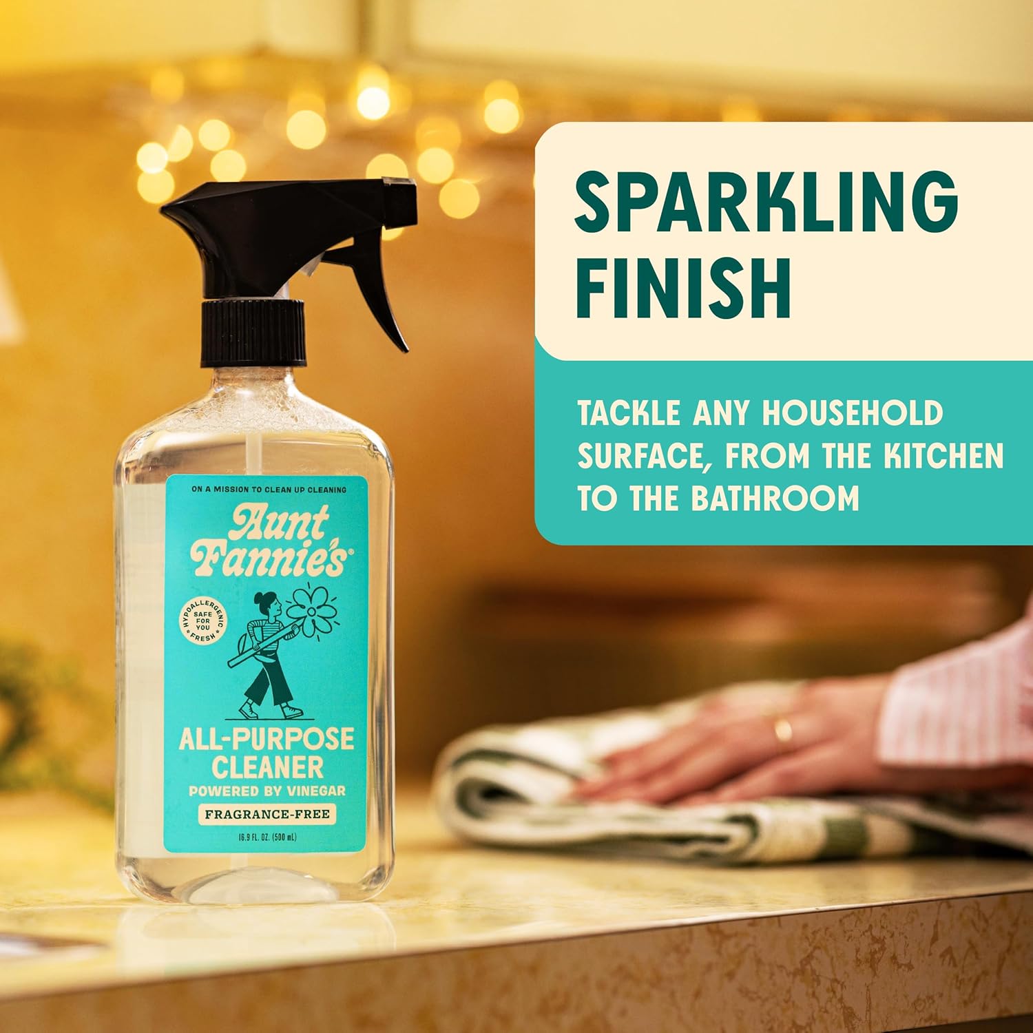 Aunt Fannie's All Purpose Household Cleaner, Multi-Surface Spray Cleaner, Powered by Vinegar for Kitchen, Bath, Windows and Countertops, Fragrance Free, Pack of 6