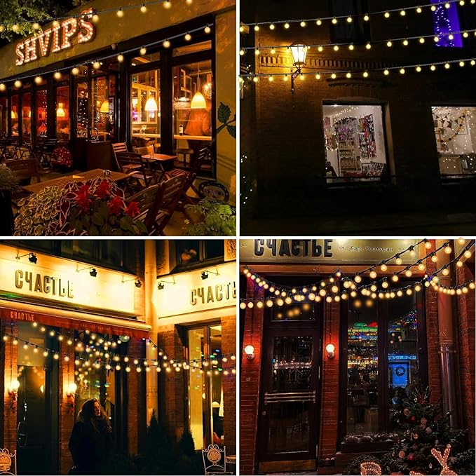 25 Pack G40 Frosted Replacement Bulbs, 5W Globe Light Bulbs Fits E12 Candelabra Base, Glass Incandescent Bulbs for Outdoor Patio String Lights, 2200K Warm White