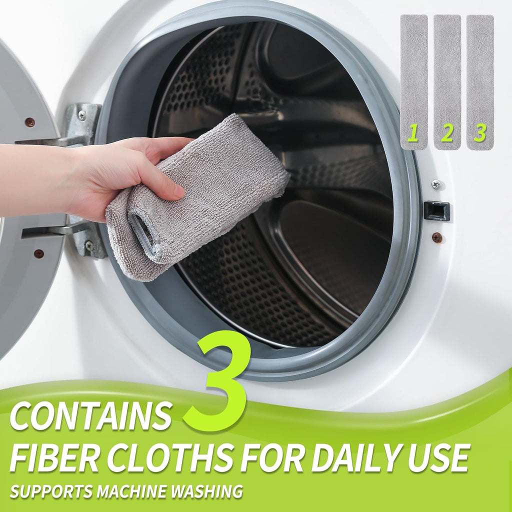 Skinny Duster with Extension Pole for Under Furniture, Under Appliance Cleaning Tool with 3 Microfiber Dusting Cloths, Retractable Flat Duster for Under Refrigerator, Tight Spaces, Gap