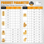 92PCS Brass Pipe Fittings Assortment Kit NPT Adapter,Hex Nipple,Reducer Bushing,Hex Coupling,90 Degree & 45 Degree Barstock Street Elbow,Street Tee,Bulk Head Fittings Kits