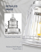 Brushed Nickel Wall Sconce, HWH Modern Sconce Wall Lighting Vanity Sconce Lights for Bathroom, 1-Light Wall Sconce with Bell-Shaped Fluted Glass, 5HZG106B BN