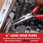 ARROW 3PCS Pliers Set, 6" Needle Nose Pliers, 6" Slip Joint, 8" Groove Joint with Non-slip Handle, Premium Carbon Steel, for Daily Repair & Home Maintenance