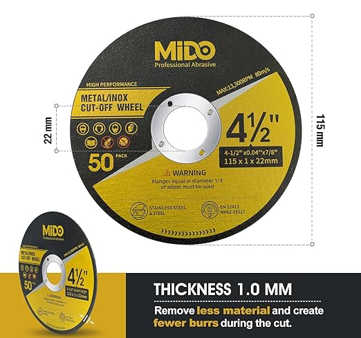 50 PCS Cut Off Wheels Angle Grinder Cutting Disc 4-1/2" x .045" x 7/8" Ultra Thin Cut Off Wheel for Metal