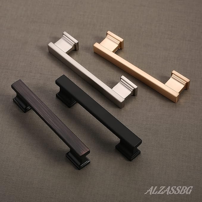 Alzassbg 10 Pack Oil Rubbed Bronze Cabinet Pulls, 3-3/4 Inch(96mm) Hole Centers Kitchen Cabinet Handles for Cabinets and Drawers AL3061ORB