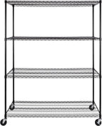 Seville Classics UltraDurable Heavy Duty NSF Solid Steel Wire Rack Storage Unit, Organizer for Garage, Warehouse, Office, Restaurant, Classroom, Kitchen, Black, 4-Tier Shelving, 60" W x 24" D