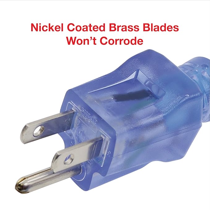 Clear Power Heavy Duty Outdoor Extension Cord - 100 FT, Blue | for Extreme Cold Weather -50°C, 16/3 SJTW, 3 Prong Grounded Plug, with Power Indicator Light (CP10075)