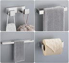 Brushed Nickel 4-Piece Bathroom Hardware Accessories Set, Bathroom Hardware Set including Towel Bar,Towel Holder, Toilet Paper Holder,Towel Hook, SUS304 Stainless Steel Bath Towel Bar Set Wall Mounted