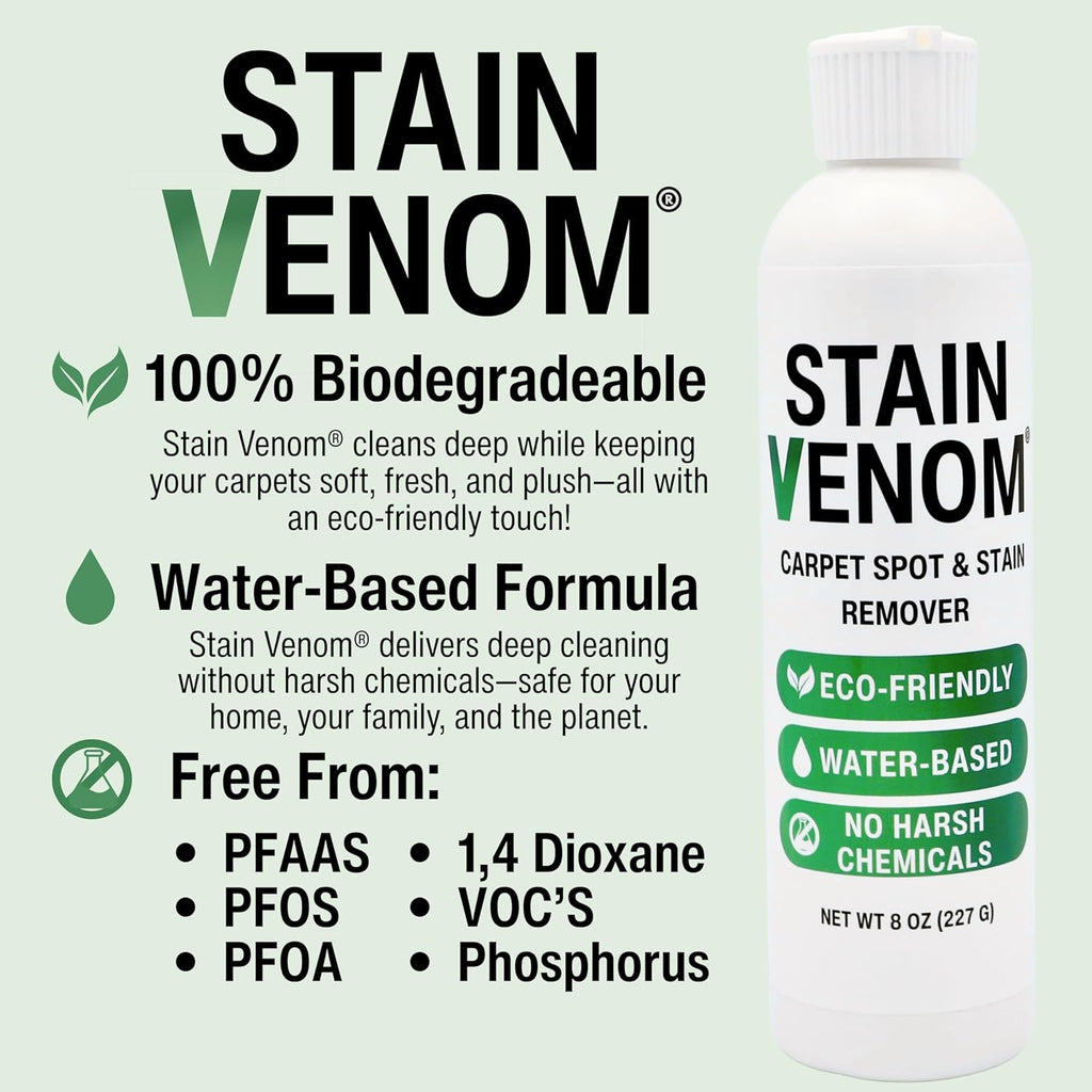 Carpet Spot & Stain Remover - 8 oz Squirt Bottle - Free From PFAAS, PFOS, PFOA, VOC’s, And 1,4 Dioxane - Works On Fresh Pet Stains, Red Wine, Blood, Lipstick, Motor Oil, Coffee
