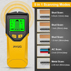 Stud Finder Wall Scanner - 5 in 1 Stud Finder Tool w/Microprocessor Chip and HD LCD Display, Stud Detector Beam Finders for the Center and Edge of Wood AC Wire Metal Studs Joist Pipe (Yellow Pear)