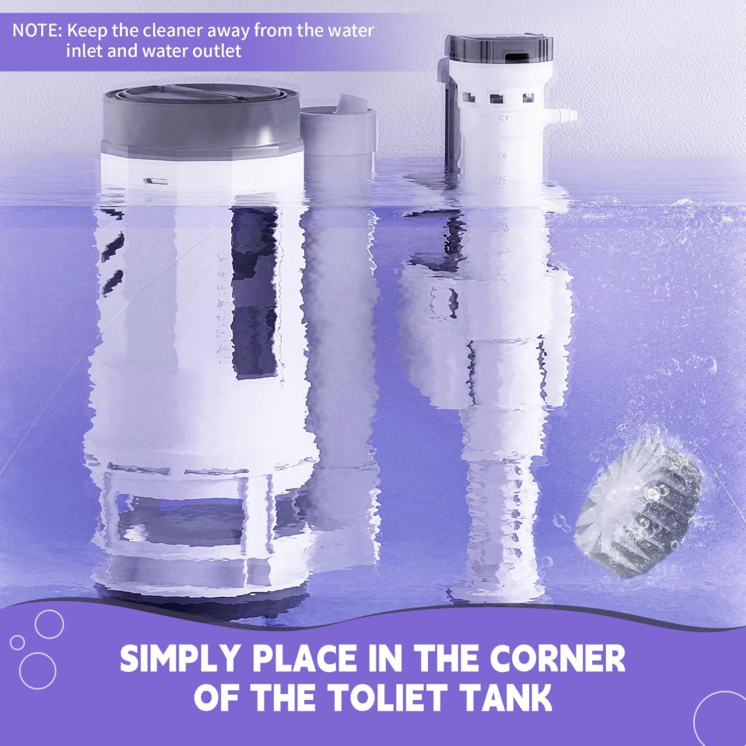 Toilet Bowl Cleaner Tablets, Automatic Toilet Bowl Cleaners, Long-Lasting Toilet Tabs Drop in Tank for Deodorizing & Descaling, Purple, 12 Packs