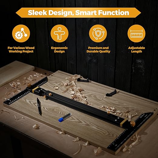 Stair Tread Template Tool (Black with stabilizing Blocks) Stair Tread Measuring Tool - Stair Tread Jig - Stair Tread Gauge - Modern Stair Template Tool