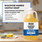 HARRIS Multi-Purpose Pure Liquid Castile Soap for Home Cleaning, Multi-Purpose Cleaner, For Dish Soap, Laundry Detergent, Kitchen and Bathroom Surfaces, Kids Rooms, Scented with Peppermint Oil, 64 Oz