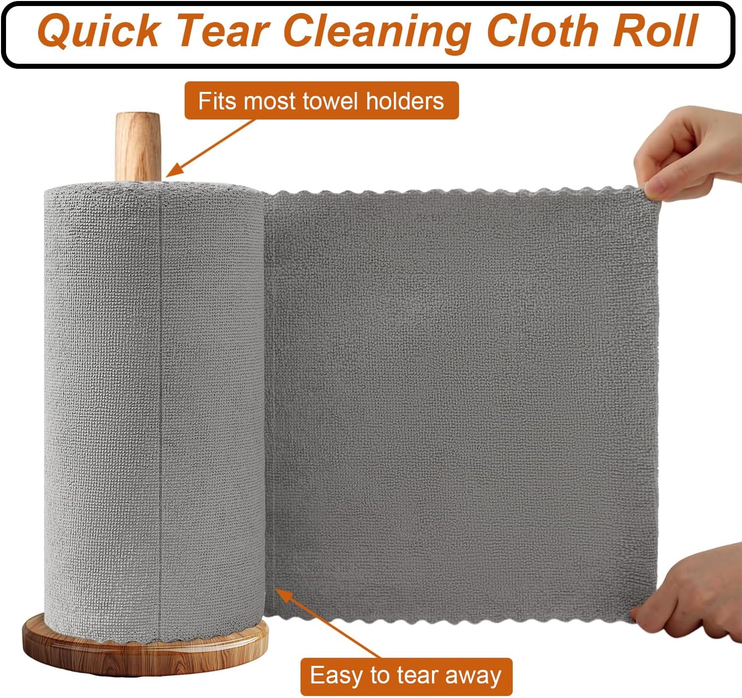 80 Pack Microfiber Cleaning Cloth Roll,Lint Free Rags & Tear Away Reusable Towels Washable Scratch,Ultra Absorbent Dish Rags(12" x 12") for Car Kitchen Home Garage-Light Gray