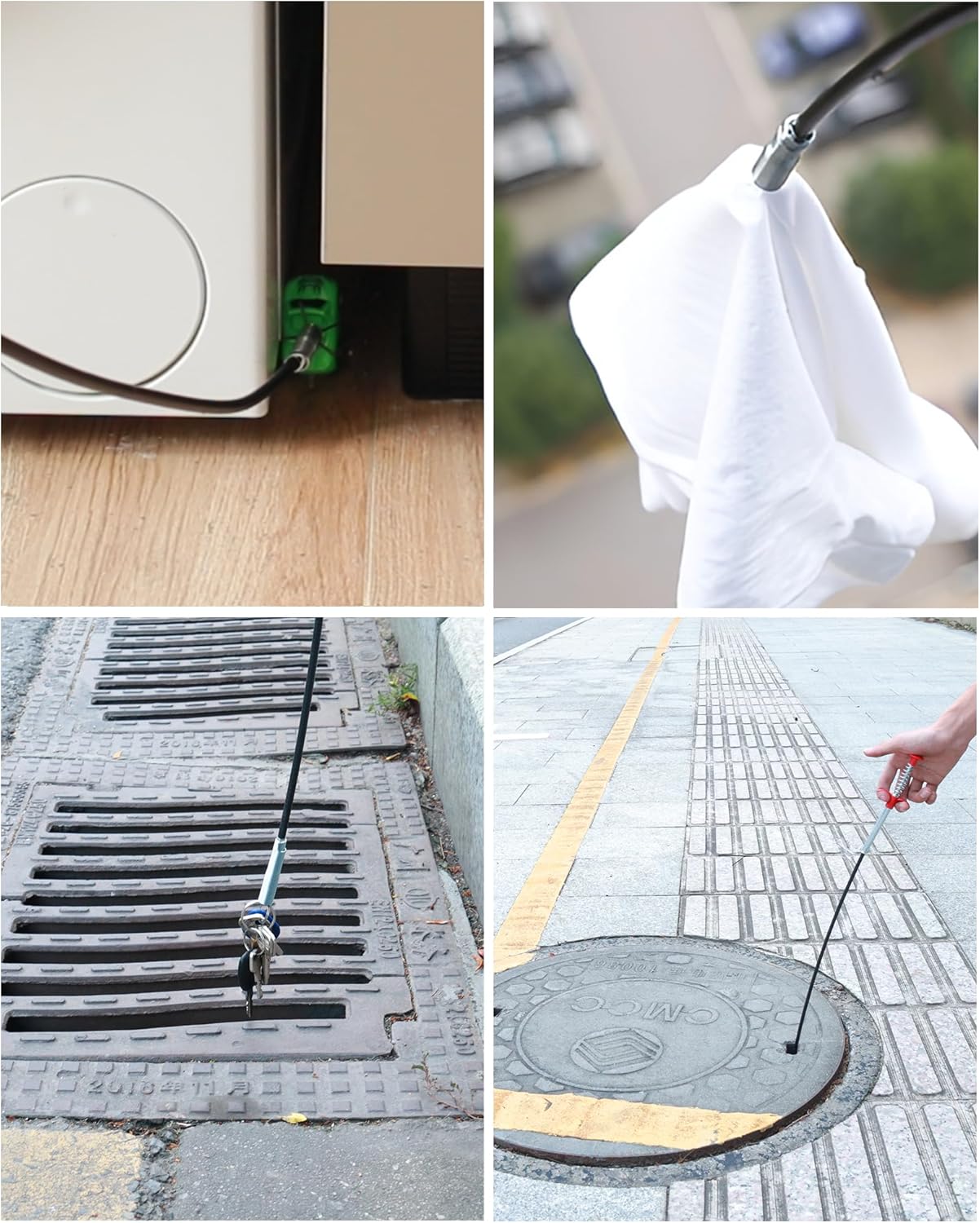 33" Drain Snake Hair Drain Clog Remover Tool with 4 Claws Bendable Hose - Flexible Grabber Claw Pick Up Reacher Tool for Clogged Drains Opener Cleaning