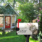 Happy Easter Mailbox Covers Magnetic Large Size 25.5 x 21 Inch Easter Cat with Bunny Ears Mailbox Cover Oversized Post Box Wraps Decorations for Spring Garden Yard