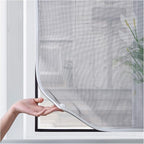DIY Magnetic Window Screen Replacement Adjustable Mesh Screen 55"H*36"W with Magnets Fits Any Size White Frames with Grey Fiberglass Screen