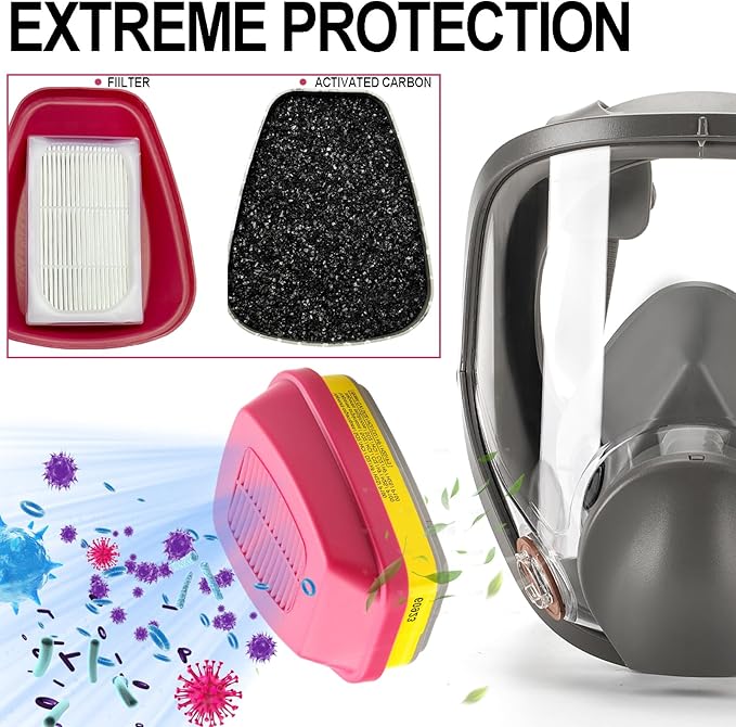 RANKSING Reusable Respirator Full Gas Mask Full 6800 with Filters for Dust, Asbestos, Chemicals while Painting, Spraying
