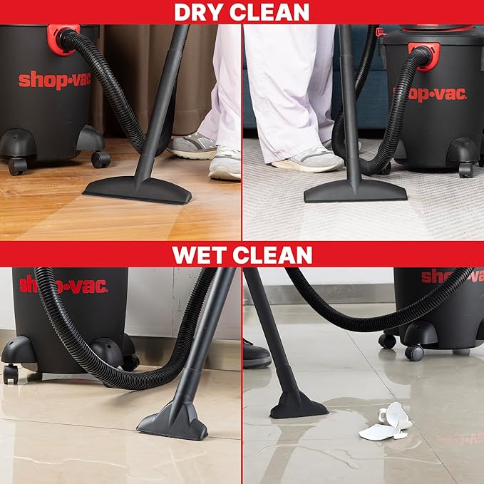 Shop-Vac 5985005 6 Gallon Wet/Dry Vacuum, 3.5 Peak HP, 1.25 Inch Diameter x 7 Foot Hose, 6 Foot Cord, Ideal for Home, Garage, and Workshop Cleaning