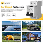 DC Circuit Breaker 32 Amp Solar Panel Disconnect Switch 12V-500V 2 Poles Miniature Solar Circuit Breaker for Outdoor PV Homes Battery, AC 110V DIN Rail MCB