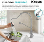 KRAUS Britt Commercial Style 2-Function Single Handle Pull Down Kitchen Faucet in Matte Black, KPF-1693MB