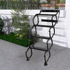 4 Steps Wall Mounted Attic Ladder, Indoor Attic Stairs Pull Down System, Metal Telescoping Step Ladders, Anti-slip Retractable Folding Stair, Loft Extension Steps Staircase for Garages(black, 4 Steps)