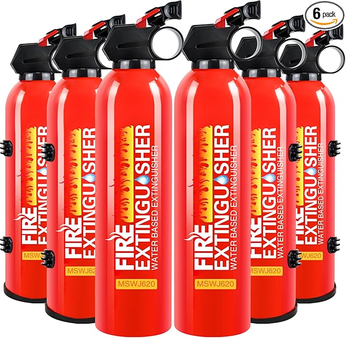 6 Pack Fire Extinguisher for Home with Mount - Upgraded 8-in-1 Portable Fire Extinguisher for Car Vehicle Boat House Kitchen, Water-Based Fire Extinguisher for A, B, C, K Fires
