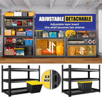 Garage Shelving-3000 lbs 5 Tier Storage Shelves,Adjustable Heavy Duty Metal Shelving Unit and Storage Large Wire Rack,Utility Steel Shelf for Warehouse Industrial Pantry Basement -78"x46"x20",Black