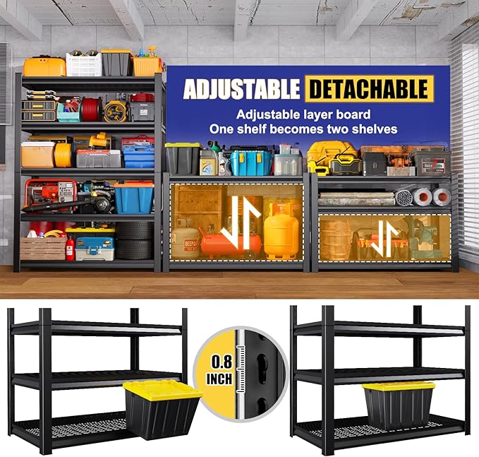 Garage Shelving-3000 lbs 5 Tier Storage Shelves,Adjustable Heavy Duty Metal Shelving Unit and Storage Large Wire Rack,Utility Steel Shelf for Warehouse Industrial Pantry Basement 71"x46"x18"