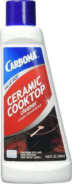 Carbona Ceramic Cooktop Cleaner | Grease & Burnt-On Food Remover | Non-Abrasive Formula | 16.8 Fl Oz, 1 Pack