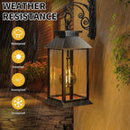 2 Pack Hanging Solar Lanterns Glass Solar Lights Outdoor Waterproof Upgraded Solar and 2 AA Batteries Powered, for Outside Porch, Patio and Indoor Tables, Mantelpiece