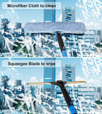 Swivel Squeegee Kit with 4 Extension Poles,Glass Scraper, Bendable Duster, 2 Window Scrubber Cloth for Glass, Car, Floor, Home,Garden