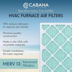 Cabana Filters 6-Pack 20x20x1 MERV 13 AC Furnace Air Filter for Home and Office - Indoor HVAC System Filtration Replacement, Captures Unwanted Particles