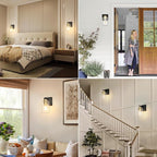 Set of 2 Wall Sconces for Bathroom, Modern Vanity Light Fixtures, Black and Gold Wall Mount Lighting Lanterns, Farmhouse Wall Lights with Clear Glass Shade for Bedroom Living Room Mirror Hallway