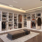 2 Pack Corner Closet Unit, Modular Closet System, Wood Closet System Organizer with Storage for Walk In Closets, Clothing Rack Wardrobe Closet for Hanging Clothes, Bedroom, White, 14"W